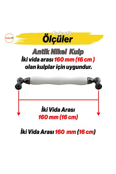 Badem10 Domaniç Porțelan Nichel Antic 160 Mm Mobilier Bucătărie Sertar Dulap Dulap Capac Mâner Mâner