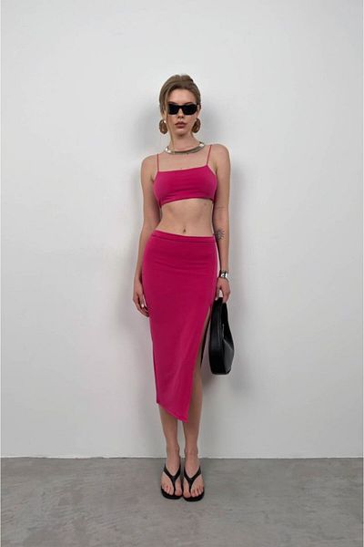 KAZAK Strappy Crop Slit Skirt Set