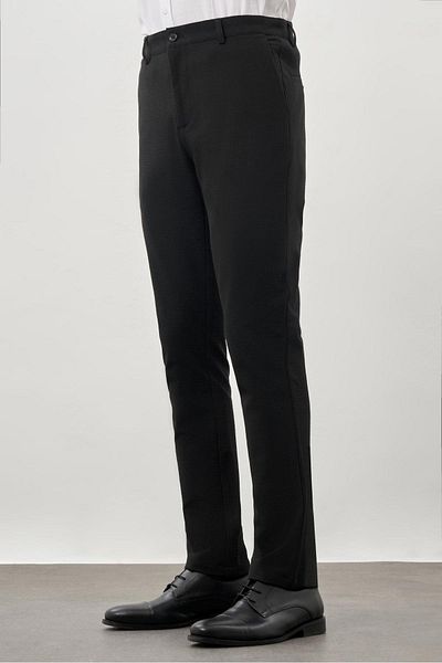 İmza Black Flexible Casual Slim Fit Chino Trousers with Side Pockets 1003245174