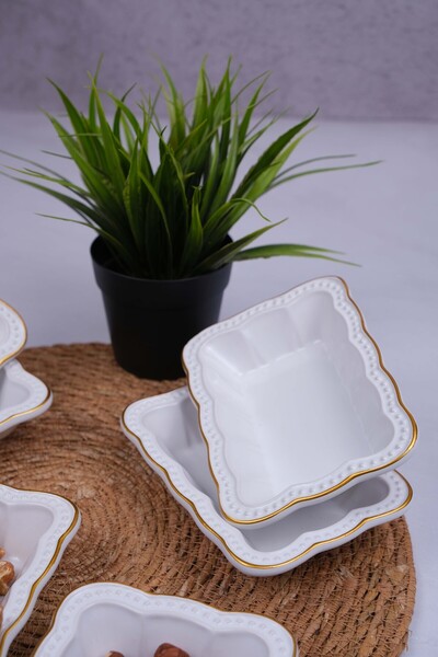 Home 6lı Yaldızlı Beyaz İnci Kahvaltı Seti, Çerezlik Takım