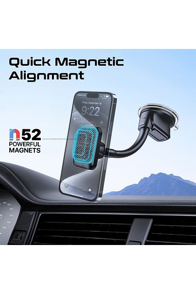 Promate Magnetic Car Phone Holder, 360-Degree Rotatable Car Phone Stand With Anti-Slip Grip