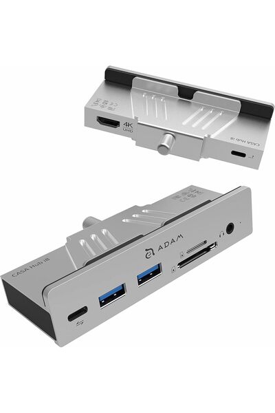 Adam Elements موزع CASA Hub i8- USB-C 8 في 1 لأجهزة iMac وiMac Pro، فضي