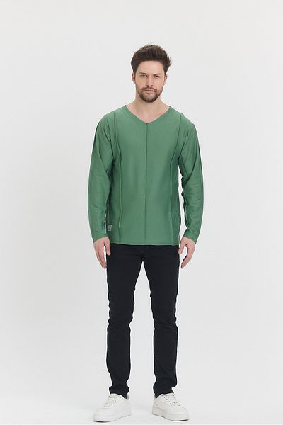 rammers Tricou cu mânecă lungă cu decolteu în V cu dungi