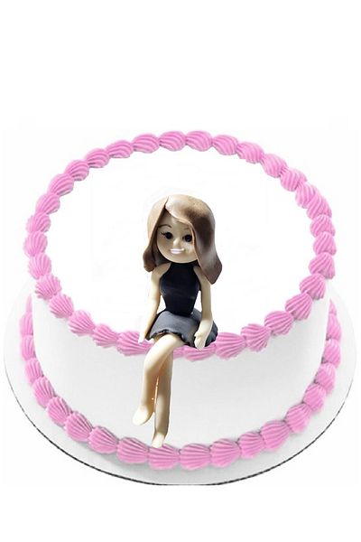 Pasta9 Girl Sitting from Sugar Dough Model Cake Figure Brown Hair the Color and Shape You See Will Come