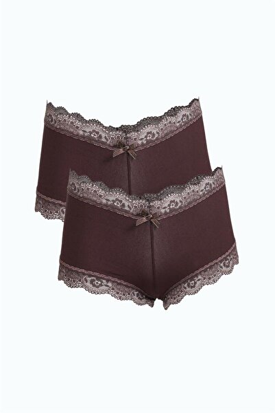 modaserdem Mdsrdm Women's Cotton 2-Pack Boxer Brown 40278