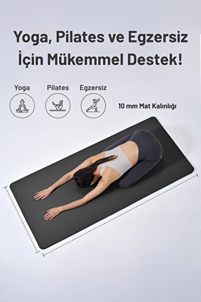 Walter White Pilates Yoga Matı Egzersiz Pilates Minderi Kaymaz Taban 180x55 Cm Siyah