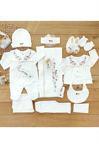 Sitilin Baby Girl Natural Luxe Organic Ecru Hospital Discharge Set