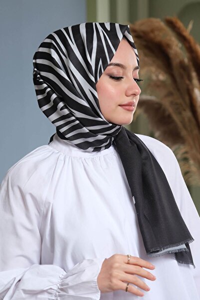 AFVENTE Γκρι βαμβακερό σάλι - κυματιστό σχέδιο