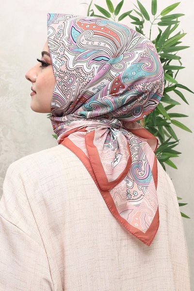AFVENTE Light Patterned Brown Soft Cotton Wavy Scarf