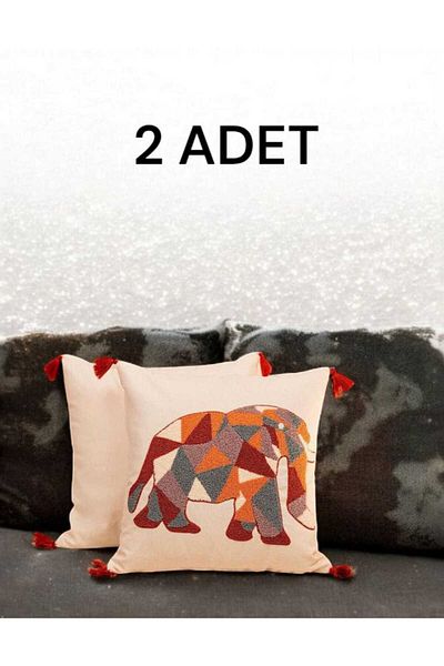 Felluci textile Punch Embroidered Throw Pillow Fi̇l43X43 2Pcs