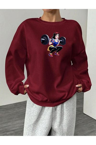RPT MODA Oversized Casual Cut Athletic Girl Printed Detail Cycling Collar Basic Sweatshirt Top