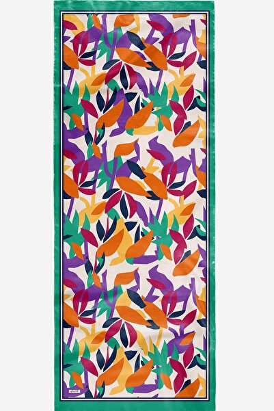 AFVENTE Green Soft Cotton Shawl - Leaf Pattern