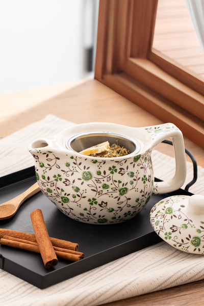 Kosova Dem-132 Heat Resistant Porcelain Teapot Herbal Tea Infuser 400 ml