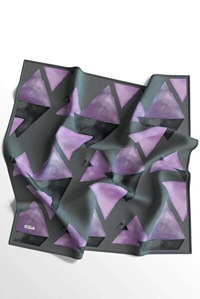 AFVENTE Purple Triangle Patterned Cotton Scarf