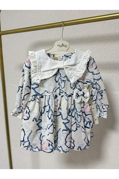 Necix's Patterned Baby Collar Baby Girl Dress