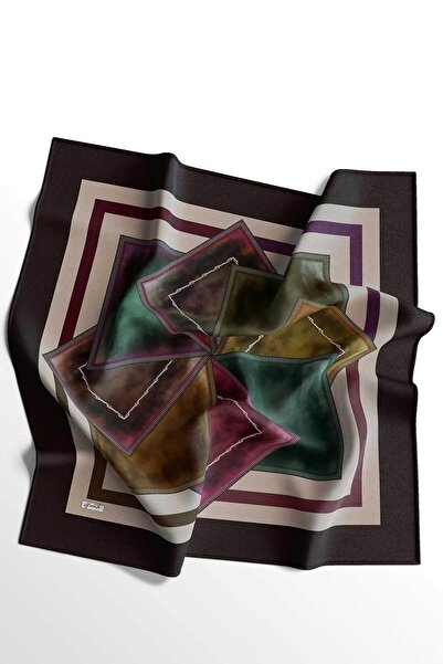 AFVENTE Abstract Pattern Burgundy Cotton Scarf