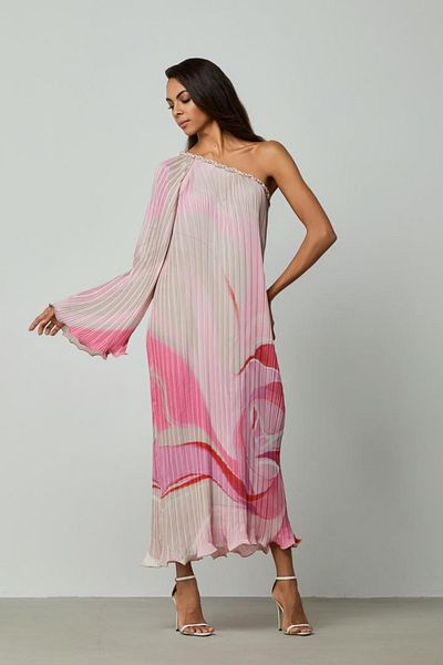 femi9 Pleated One-Shoulder Dress