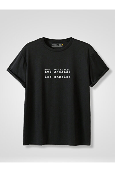 WEARTEX Los Angeles Printed Crew Neck Oversize Basic T-Shirt