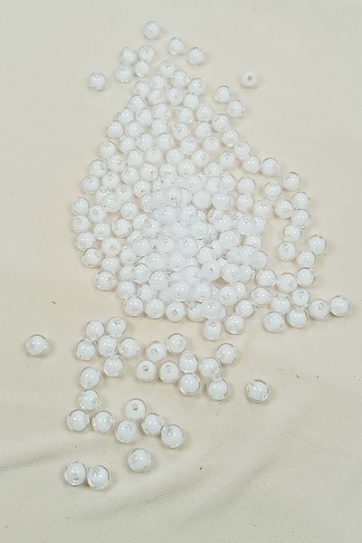 STUMBANNG Round Bead Beaded Inside Bracelet Bag Bead 8 mm 50 Gr White - Bnc470