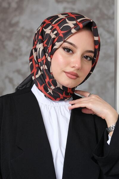 AFVENTE Rings Pattern Red Cotton Scarf