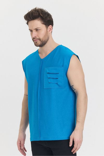 rammers Λεπτομερής μπλουζάκι με λαιμόκοψη V με λεπτές τσέπες με μηδενικό μανίκι Χαλαρή εφαρμογή