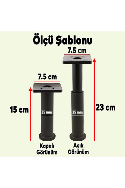 Badem10 (4 bucăți) Suport reglabil 15 cm Mobilier negru Canapea Fotoliu Baza de ridicare Picioare
