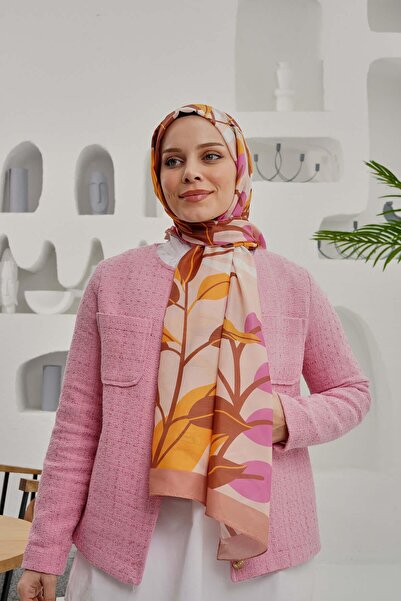 AFVENTE Μαλακό βαμβακερό σάλι με μοτίβο τροπικών φύλλων