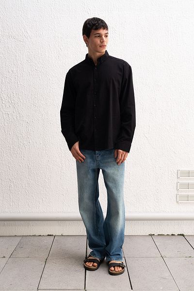 GIESTO Oversized Draped Light Linen Shirt