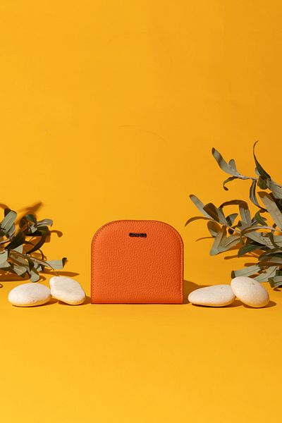 Grande 2817 Minimal Oval Wallet - Orange Leather Design