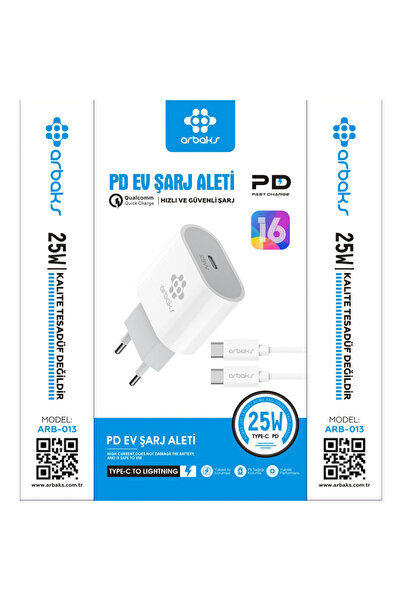 Genel Markalar PD 25W iphone 16 Serisi Şarj Aleti Arbaks ARB-013T
