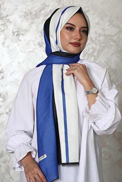 AFVENTE Blue Zebra Patterned Cotton Shawl