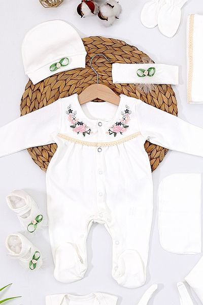 Sitilin Baby Girl Natural Luxe Organic Ecru Hospital Discharge Set