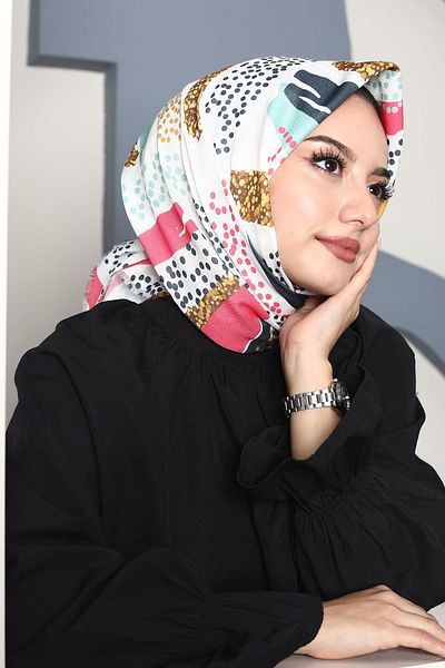 AFVENTE 49 Model Patterned Cotton Scarf - Multicolored