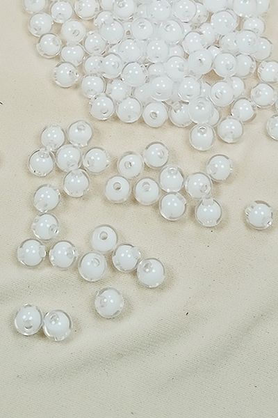 STUMBANNG Round Bead Beaded Inside Bracelet Bag Bead 8 mm 50 Gr White - Bnc470