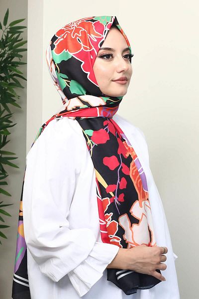 AFVENTE Soft Cotton Floral Patterned Shawl