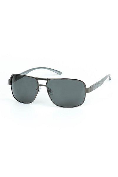 Di Caprio Men's Gray Polarized Protected Geometric Model Sunglasses