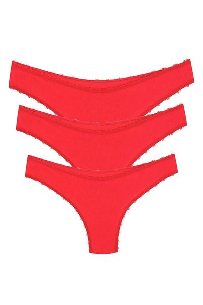 modaserdem Mdsrdm Cotton 3-Piece Thong Panties Red 40250