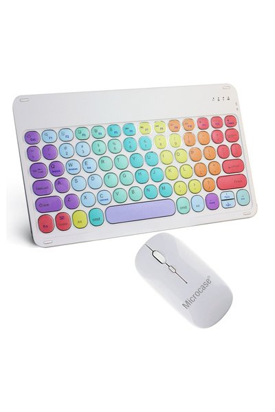 Microcase Tablet ve Telefonlar için Gökkuşağı Tasarım Bluetooth Klavye ve Mou...