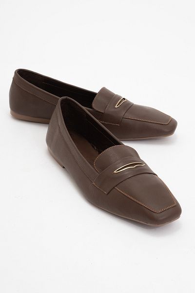 LuviShoes IRIDESSA Καφέ Δέρμα Γνήσιο Δερμάτινο Πόρπη Γυναικεία Loafer Παπούτσια