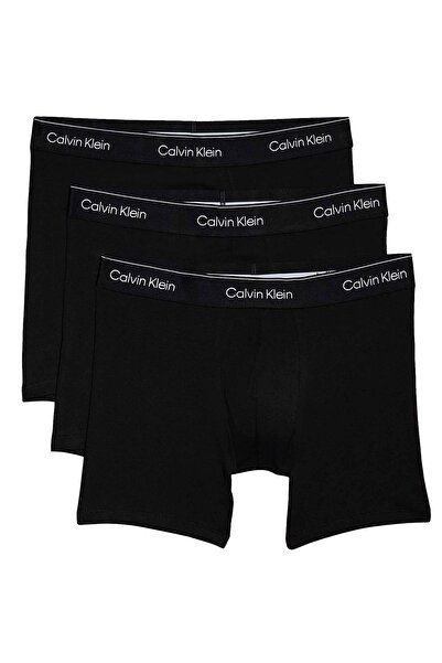 Calvin Klein Erkek Pamuklu Beli Lastikli Slim Fit 3'lü Paket Siyah Boxer 3'lü LV00NB4394-TM6