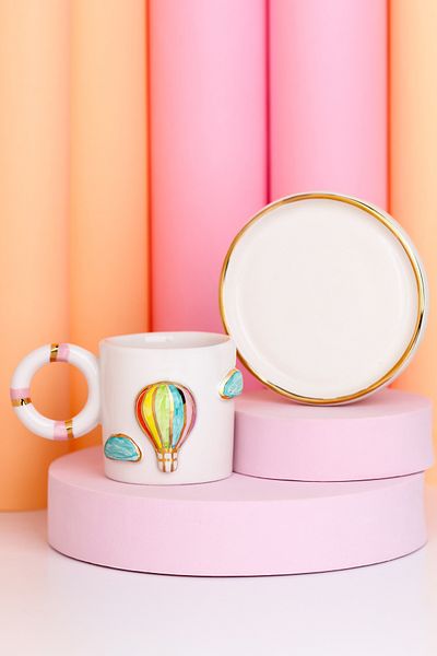 SİNEM YAMAN HOME Ballon Handmade Ceramic Turkish Coffee Cup