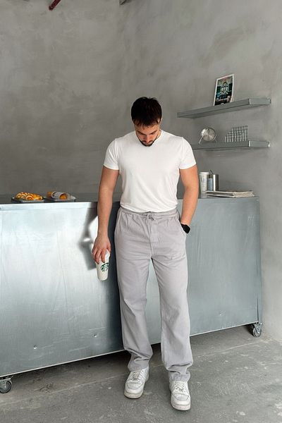 Livio Ferri Ponil Men's Cotton Regular Fit Gabardine Comfortable Fit Lace up Trousers