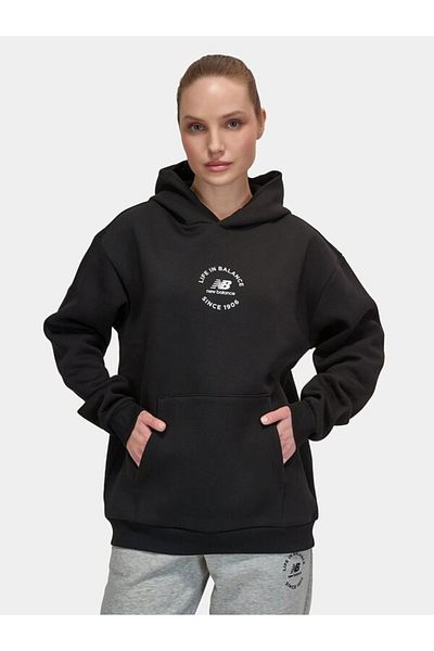 New Balance Unh3347 Μαύρο γυναικείο φούτερ με κουκούλα