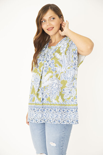 Şans Γυναικεία Μπλούζα Μεγάλου Μεγάλου Μεγάλου Γιακά Λεπτομερή Μπλούζα 65N36918