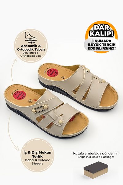 Ayakkabı City Women's Orthopedic Slippers Daily Indoor and Outdoor Women's Slippers