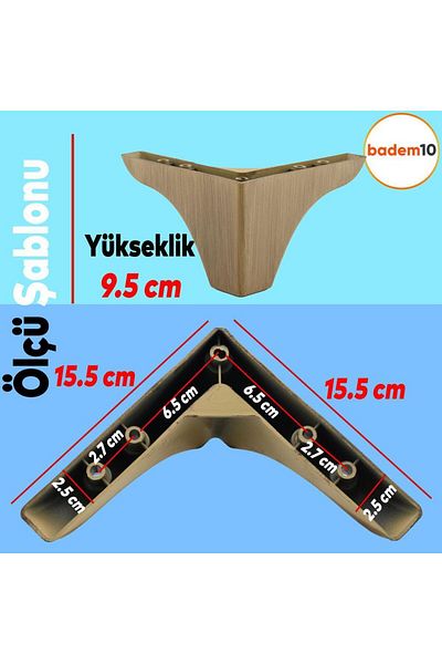 Badem10 (4 BUC.) Bellona Rose 9,5 Cm Mobilier Maro Deschis Canapea Fotoliu Picior Picior