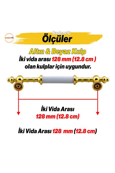 Badem10 Lemn de molid Metal Aur 128 Mm - 12,8 Cm Mobilier Bucătărie Sertar Dulap Dulap Mâner Mâner Mânere Aur