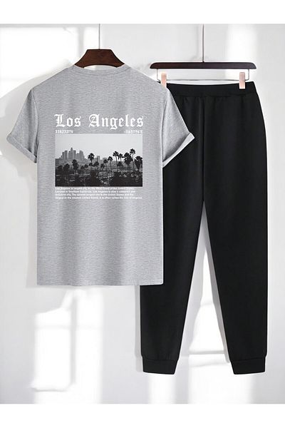 uyguntarz Unisex Los Angles Printed 2-Piece Tracksuit Set