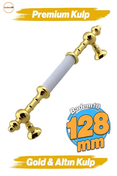 Badem10 Lemn de molid Metal Aur 128 Mm - 12,8 Cm Mobilier Bucătărie Sertar Dulap Dulap Mâner Mâner Mânere Aur