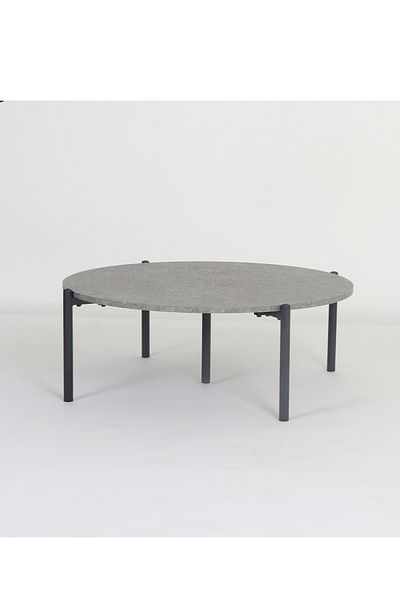 TrentonGCC Elegant Round Majlis Floor Table - Minimalist Design With Metal Legs 80x80x30 Cm Gray